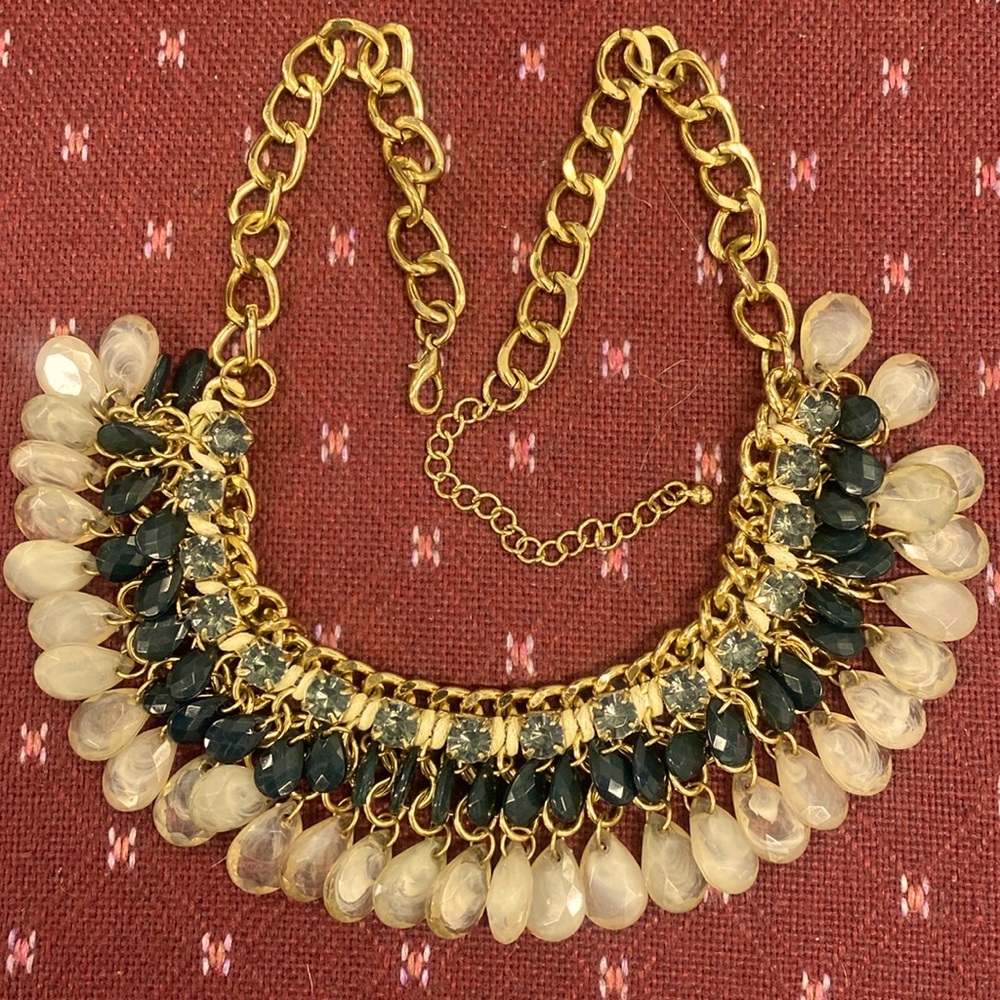 Womens  Necklace Blue and white Gems